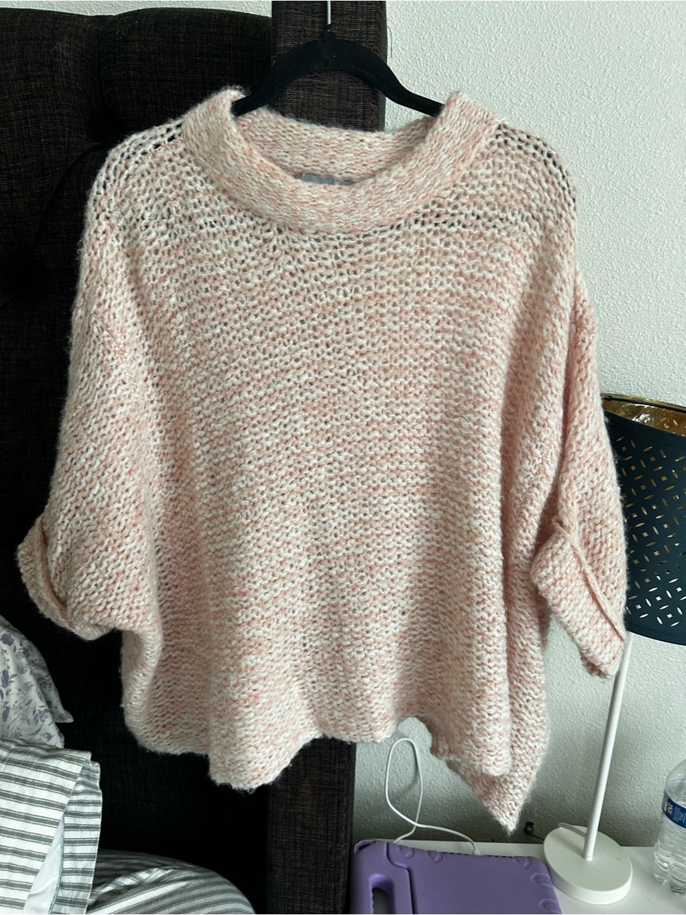 Lands' End Soft Blush Pink Chunky Crewneck Sweater